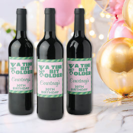 トレンディーピンク&グリーンA Tiniビット30歳の誕生日 ワインラベル