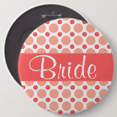 トレンディーピンク&コーラル水玉模様 缶バッジ (正面&裏面)