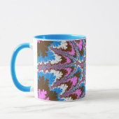 トレンディーピンク、ブラウン、ライトブルーのフラクタル マグカップ (左)