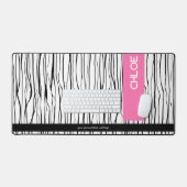 トレンディーピンク&ブラックパーソナライズされた デスクマット (キーボード&マウス)