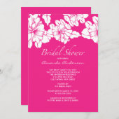 トレンディーピンク&ホワイトフローラブライダルシャワー招待状 招待状 (正面/裏面)