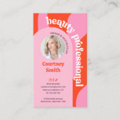 トレンディーピンク&レッドグルーヴィーラッシュ美しいサロンまたはスパ 名刺 (正面)