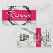 トレンディーピンク、白黒の大理石の名刺。 名刺 (正面/裏面)