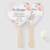 トレンディーピンク&金ゴールドフローラ結婚式 プログラムハンドファン ハンドファン (正面&裏面)