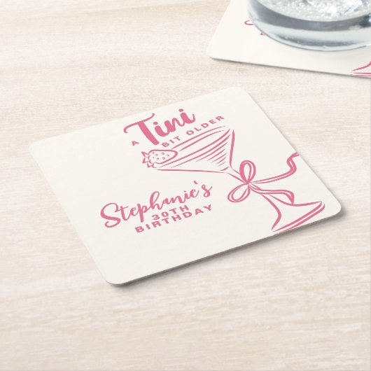 トレンディーピンクA Tiniビット30歳の誕生日 スクエアペーパーコースター (アングル)