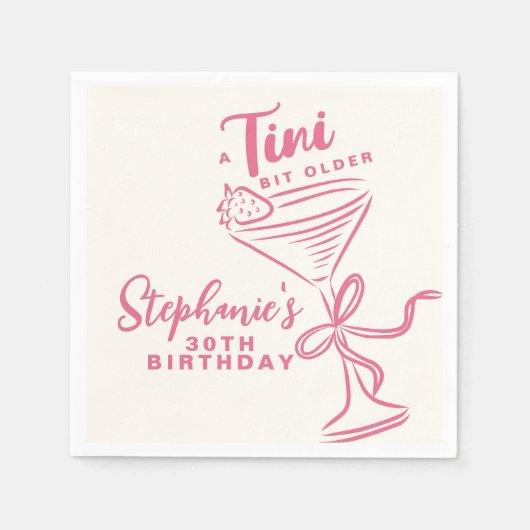 トレンディーピンクA Tiniビット30歳の誕生日 スタンダードカクテルナプキン (正面)