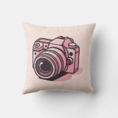 トレンディーピンクDSLRカメラ撮パーソナライズされた影 クッション (裏面)