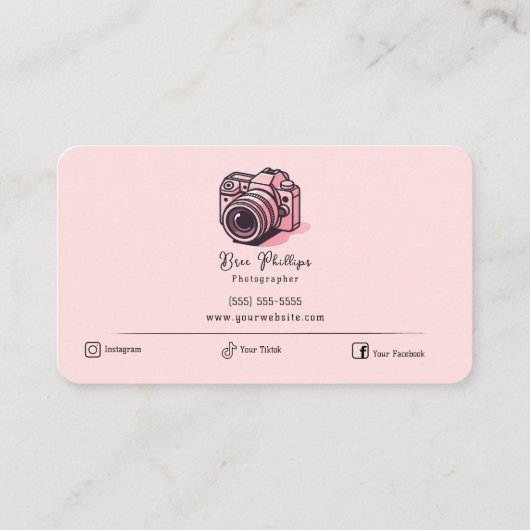 トレンディーピンクDSLRカメラ撮パーソナライズされた影 名刺 (裏面)
