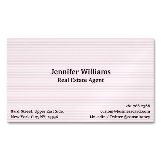 トレンディーピンモダンクラインズエレガントプロフェッショナルシック マグネット名刺 (正面)