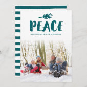 トレンディーピースホリデーフォトカード-ティール（緑がかった色） シーズンカード (正面/裏面)