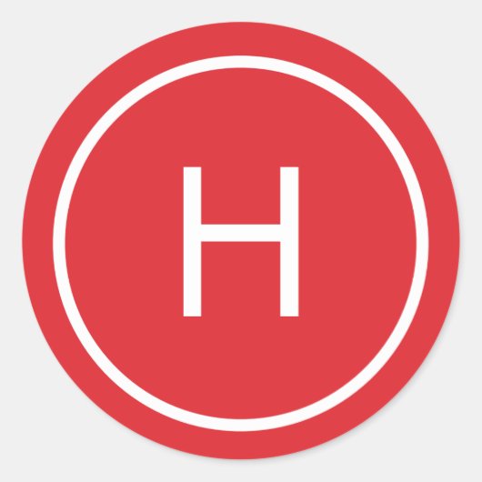 トレンディーピースラウンドモノグラムシール – 赤 ラウンドシール (正面)