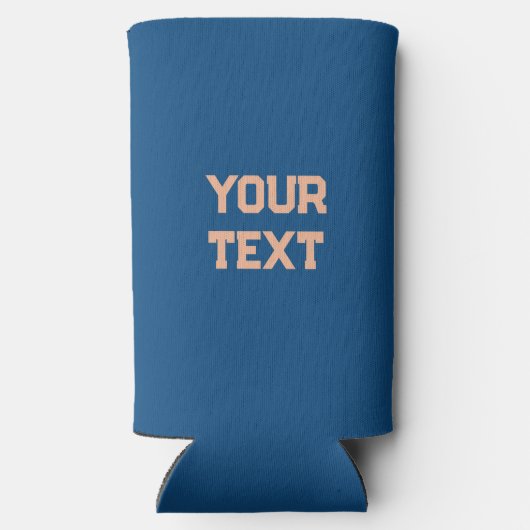 トレンディーピーチとブルーカラーミニマルパーソナライズされた スリム缶クーラー (裏面)
