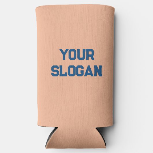 トレンディーピーチとブルーカラーミニマルパーソナライズされた スリム缶クーラー (正面)