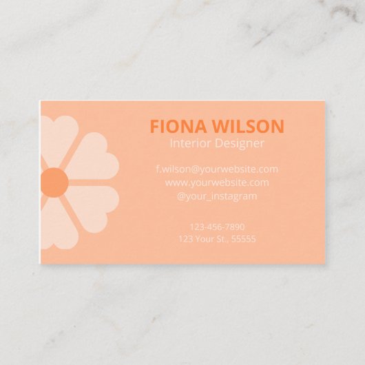 トレンディーピーチファズピンクオレンジフェミニンフローラ 名刺 (裏面)