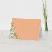 トレンディーピーチ&ホワイトデイジーサンキュー 箔グリーティングカード (正面)