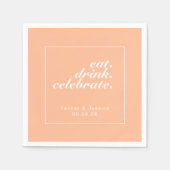 トレンディーピーチ&ホワイトミニマモダンリスト結婚ズ スタンダードカクテルナプキン (正面)