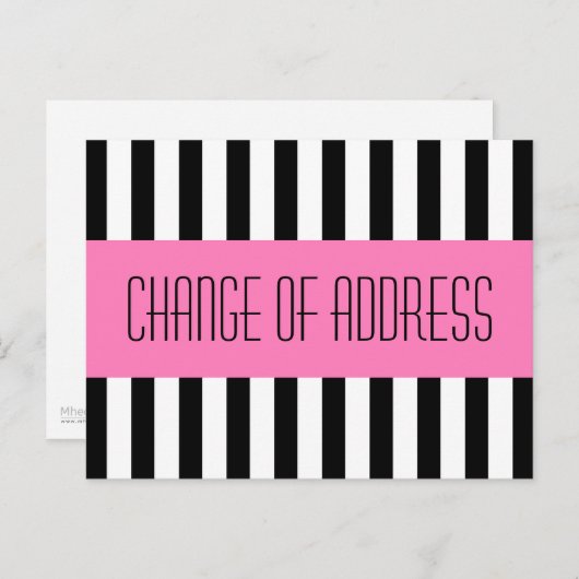 トレンディーファッショナブルなピンクの新しいアドレス移動 案内ポストカード (正面/裏面)