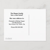 トレンディーファッショナブルなピンクの新しいアドレス移動 案内ポストカード (裏面)