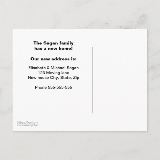 トレンディーファッショナブルなピンクの新しいアドレス移動 案内ポストカード (裏面)