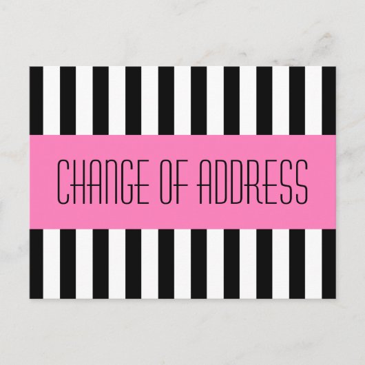 トレンディーファッショナブルなピンクの新しいアドレス移動 案内ポストカード (正面)