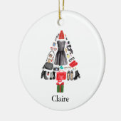 トレンディーファッショニスタメイクパーソナライズされたガールの名前 セラミックオーナメント (左)