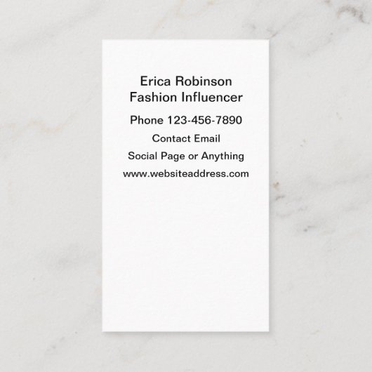 トレンディーファッションインフルエンサーの名刺 名刺 (裏面)