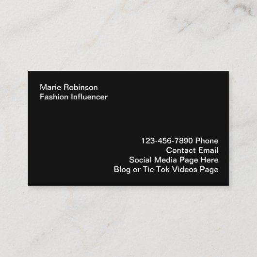 トレンディーファッションインフルエンサー写真名刺 名刺 (裏面)
