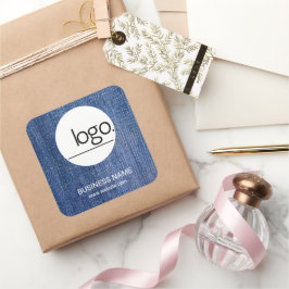 トレンディーファッションデミンブルービジネスロゴシール スクエアシール