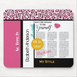 トレンディーファッションニュースプリントPink Leopard and Name マウスパッド