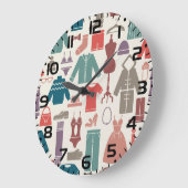 トレンディーファッションパタスタイリッシューン衣服図 ラージ壁時計 (傾斜)