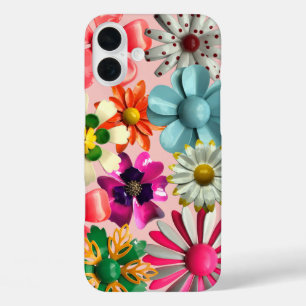 トレンディーファッションモダンデイジーハッピーカラフルフラワーC iPhone 16 PLUSケース