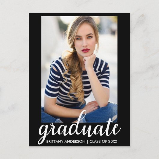 トレンディーファッション卒業パーティフォト招待状B インビテーションポストカード (正面)