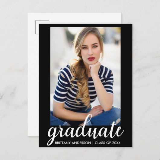 トレンディーファッション卒業写真の発表 案内ポストカード (正面/裏面)