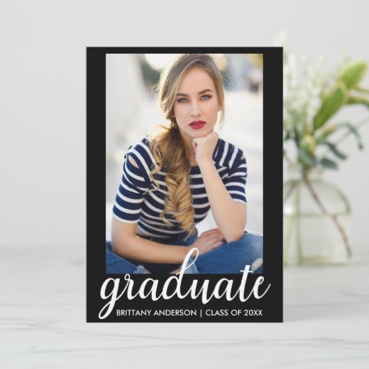 トレンディーファッション卒業写真の発表 案内状 (スタンド正面)