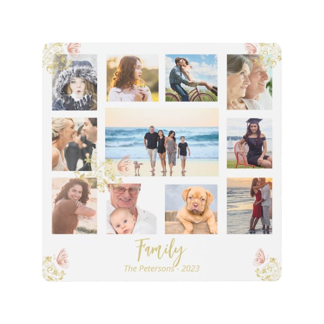 トレンディーファミリーフォトコラージュ メタルプリント (正面)