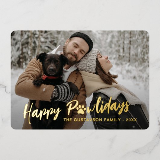 トレンディーファミリー写真付きペットポープリント金ゴールド 箔シーズンカード (正面)