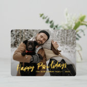 トレンディーファミリー写真付きペットポープリント金ゴールド 箔シーズンカード (立ち正面)