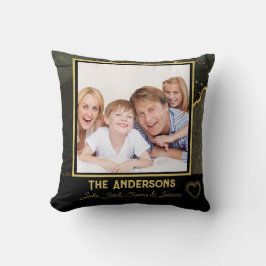 トレンディーファミリー名とフォトブラックと金ゴールド クッション