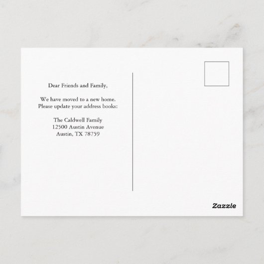 トレンディーファミリ名の前面の形状のカスタム移動 ポストカード (裏面)