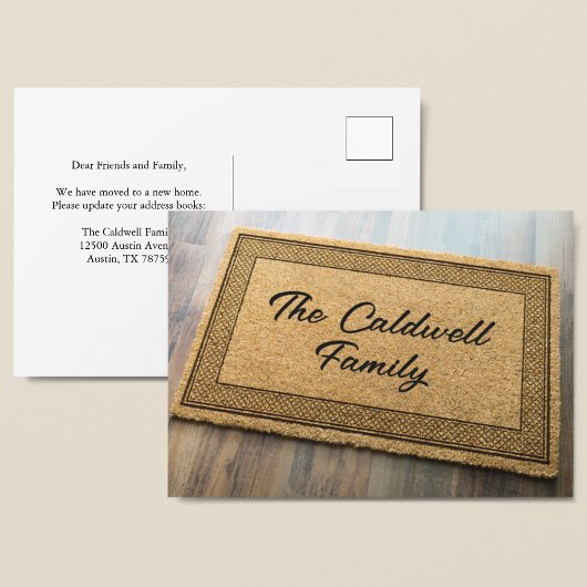 トレンディーファミリ名の前面の形状のカスタム移動 ポストカード