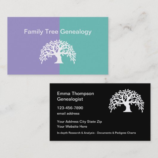 トレンディーファミリ系図学サービス 名刺 (正面/裏面)