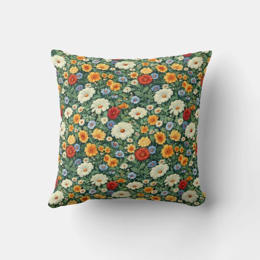 トレンディーファームハスタイリッシュウスガーリーフローラグリーンレッド クッション (裏面)