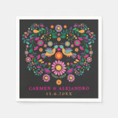 トレンディーフィエスタメキシコフラワーパターンウェディングパーティー スタンダードカクテルナプキン (正面)