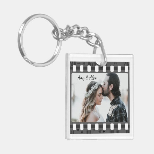 トレンディーフィルムリール映画パーソナライズされた写真枠 キーホルダー (正面左)