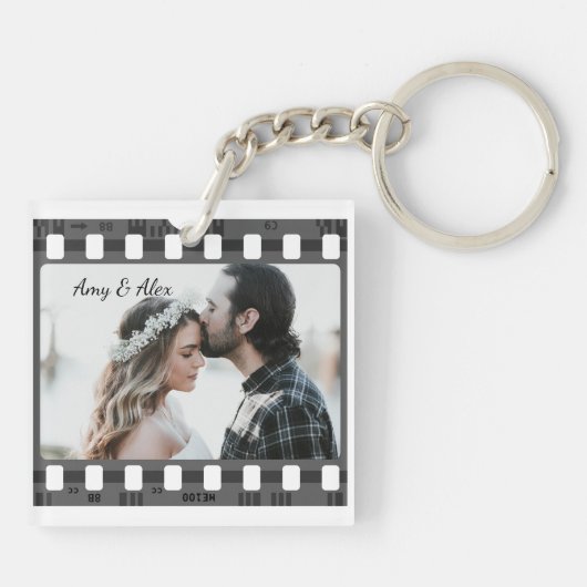 トレンディーフィルムリール映画パーソナライズされた写真枠 キーホルダー (裏面)