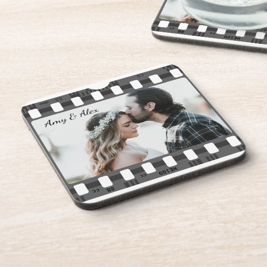 トレンディーフィルムリール映画パーソナライズされた写真枠 コースター (左側)