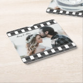 トレンディーフィルムリール映画パーソナライズされた写真枠 スクエアペーパーコースター (アングル)