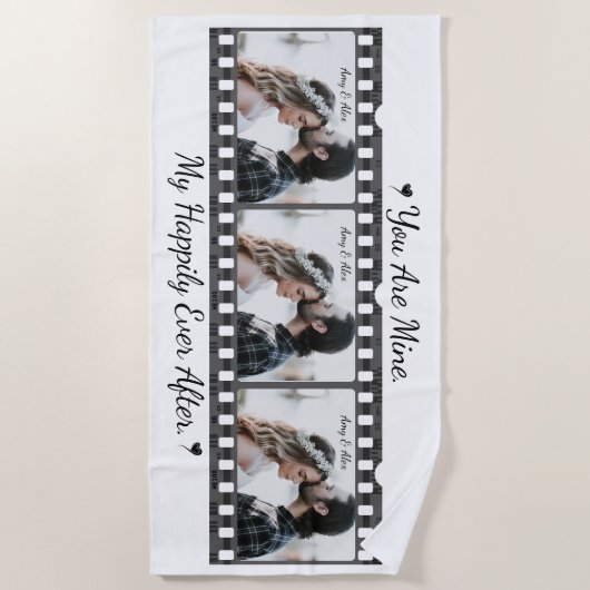 トレンディーフィルムリール映画パーソナライズされた写真枠 ビーチタオル (正面)