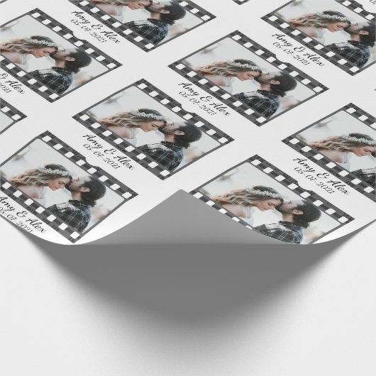 トレンディーフィルムリール映画パーソナライズされた写真枠 ラッピングペーパー (角)