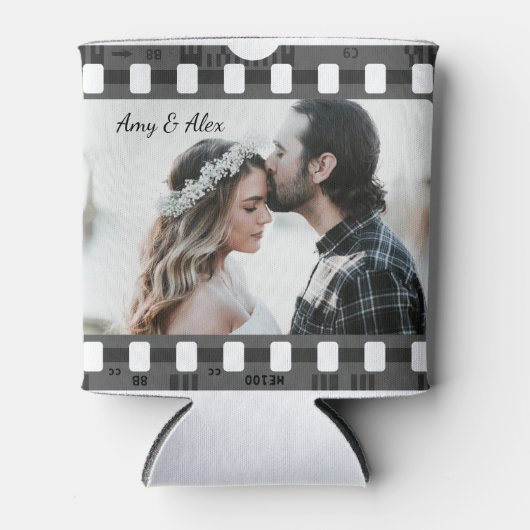 トレンディーフィルムリール映画パーソナライズされた写真枠 缶クーラー (正面)